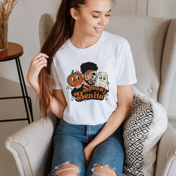 SimplyBeverly Tops - Spooky Benito Bad Bunny Halloween T shirt